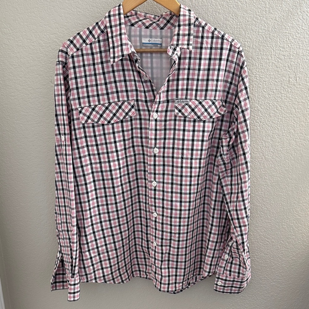 Columbia Men's Plaid Button-Down Shirt - Red and Black